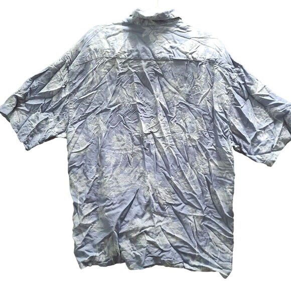 Pierre Cardin Mens Button-up Shirt Blue Size XL 100% Rayon Short Sleeve Palms - Picture 2 of 12